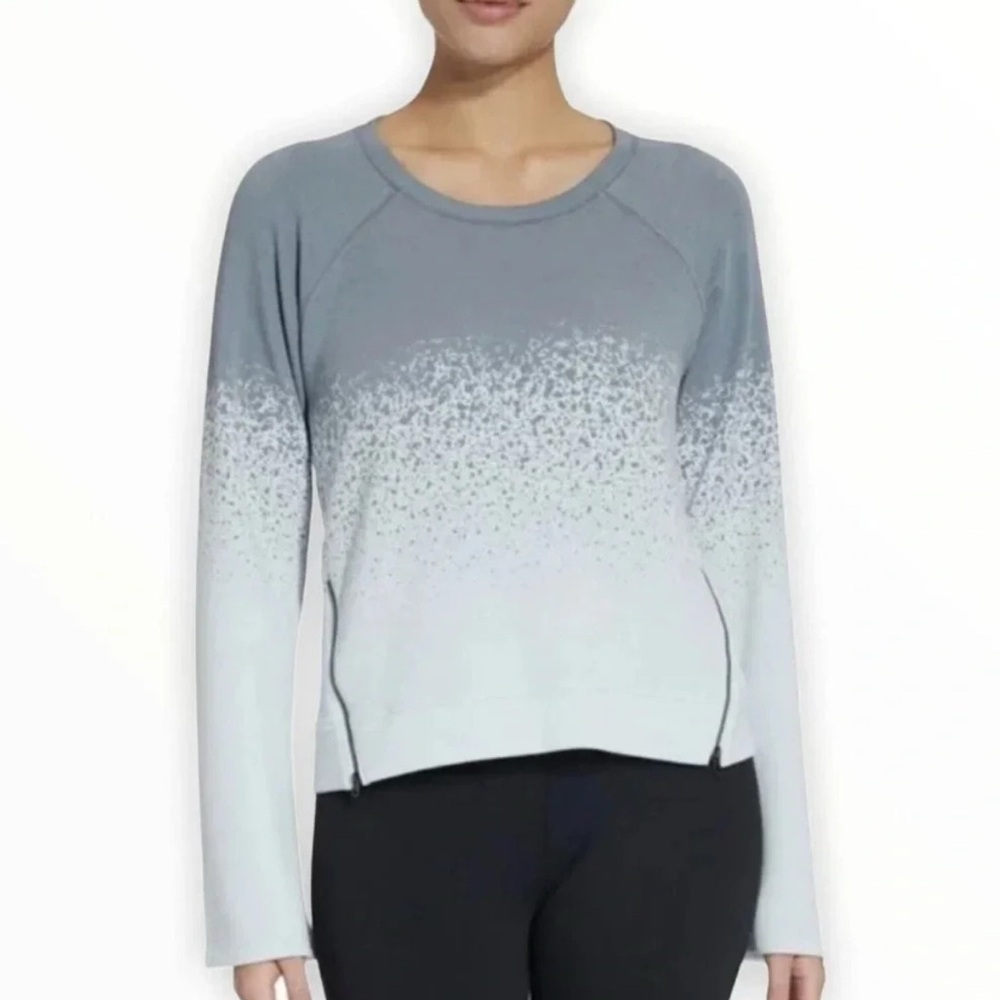 NWT CALIA Effortless Zipper Pullover Arctic Ice Gray S Ragland Round Neck LS NEW